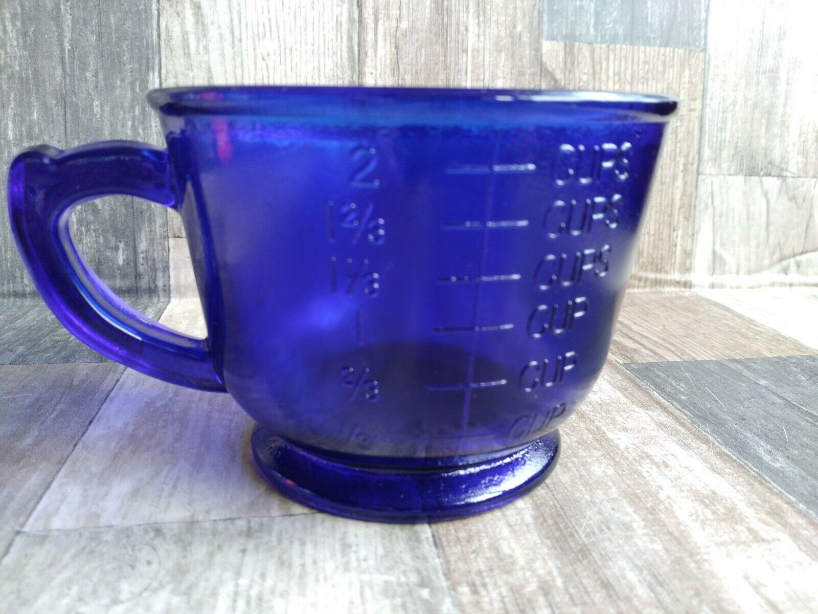 Vintage Hazel-atlas Cobalt Blue Glass 2 Cup Measuring & Mixing Cup W/spout Ex++
