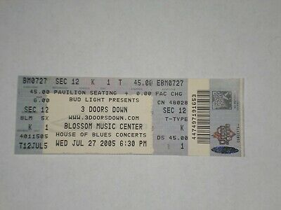 3 Doors Down Ticket Stub-2005-kryptonite-matt Roberts-blossom Music Center-oh