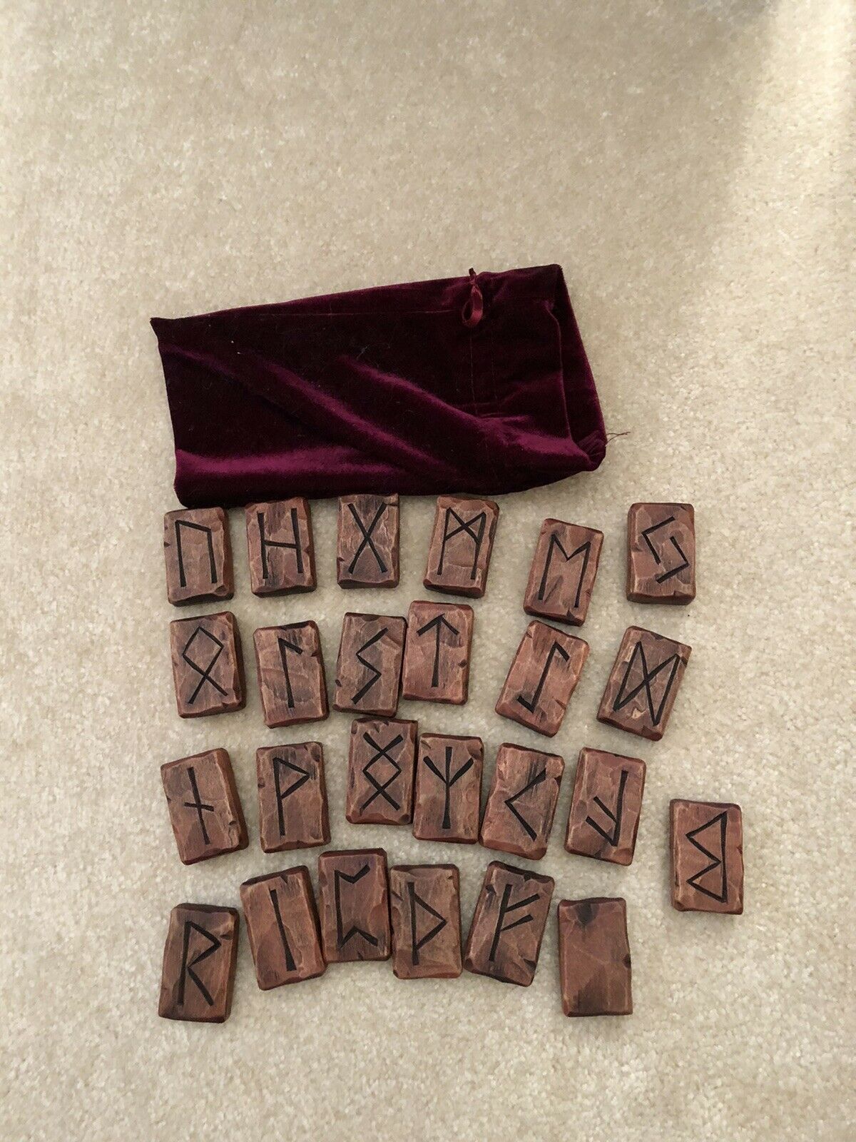 Wooden Rune Set With The Book, The Beginner’s Guide To Runes”
