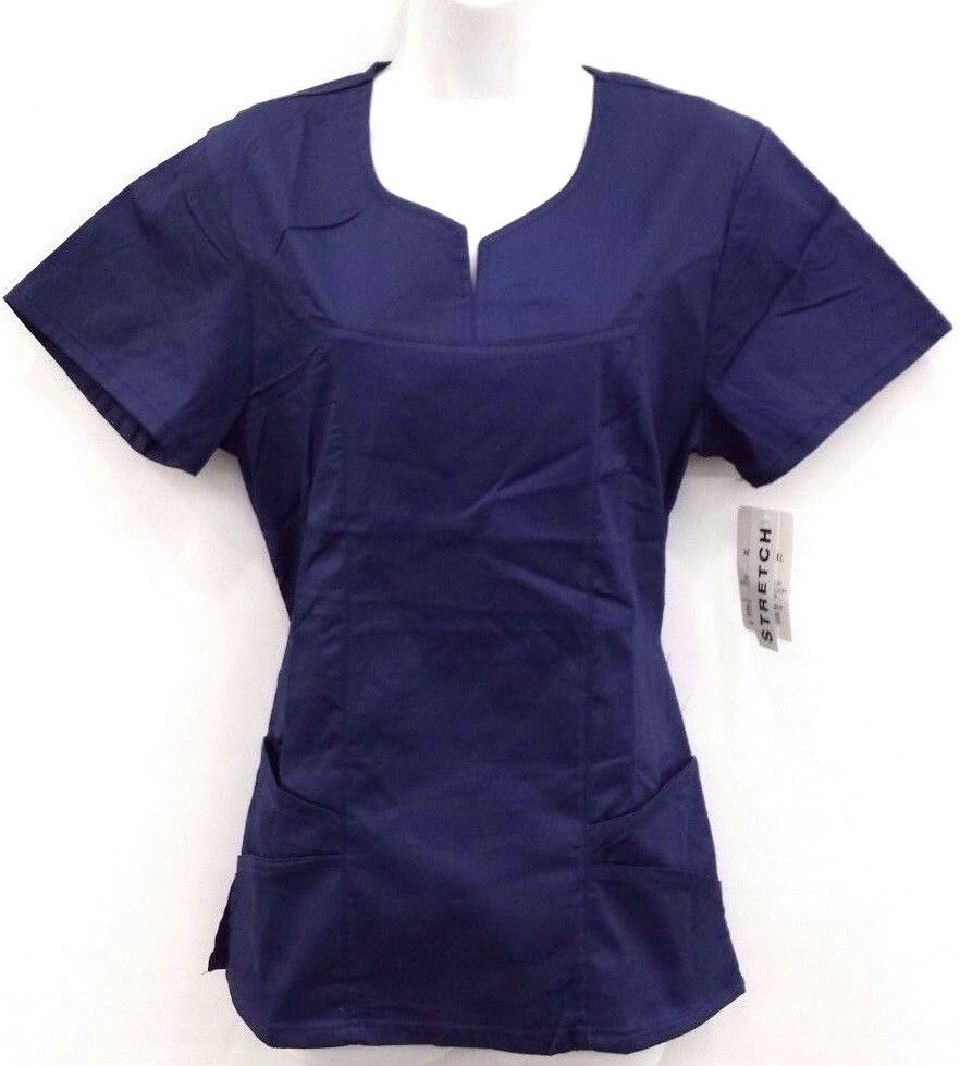 Stylish Stretch Scrub Top  Solid Color - D-t1137