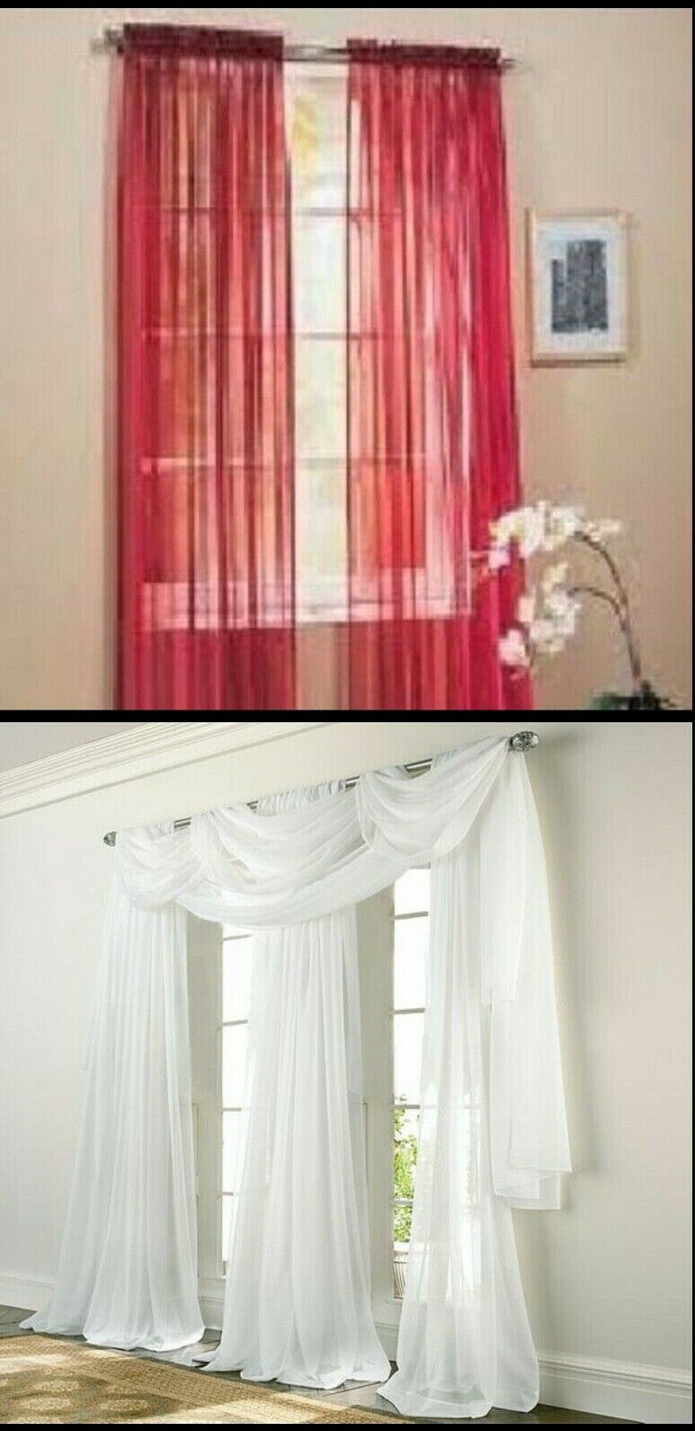 Solid Window Curtain Fabric Rod Pocket /sheer Voile Plain Assorted Colors