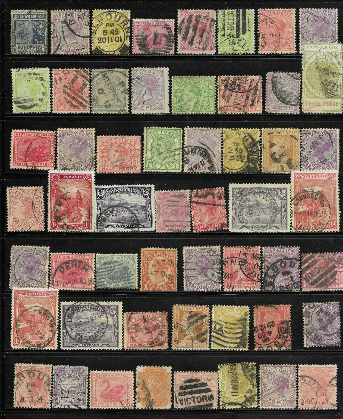 Victoria  & Other States   Selection 54 Stamps   Used