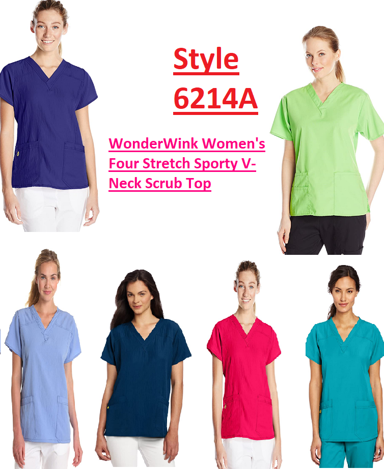 Wonderwink Womens Scrubs Four Stretch Sporty V-neck Top 6214a Colors/sizes Nwt
