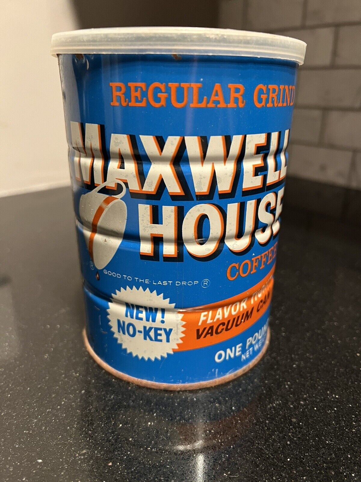 Vtg Maxwell House Coffee 1 Lb Storage Tin Can W/lid Advertising New No Key Blue