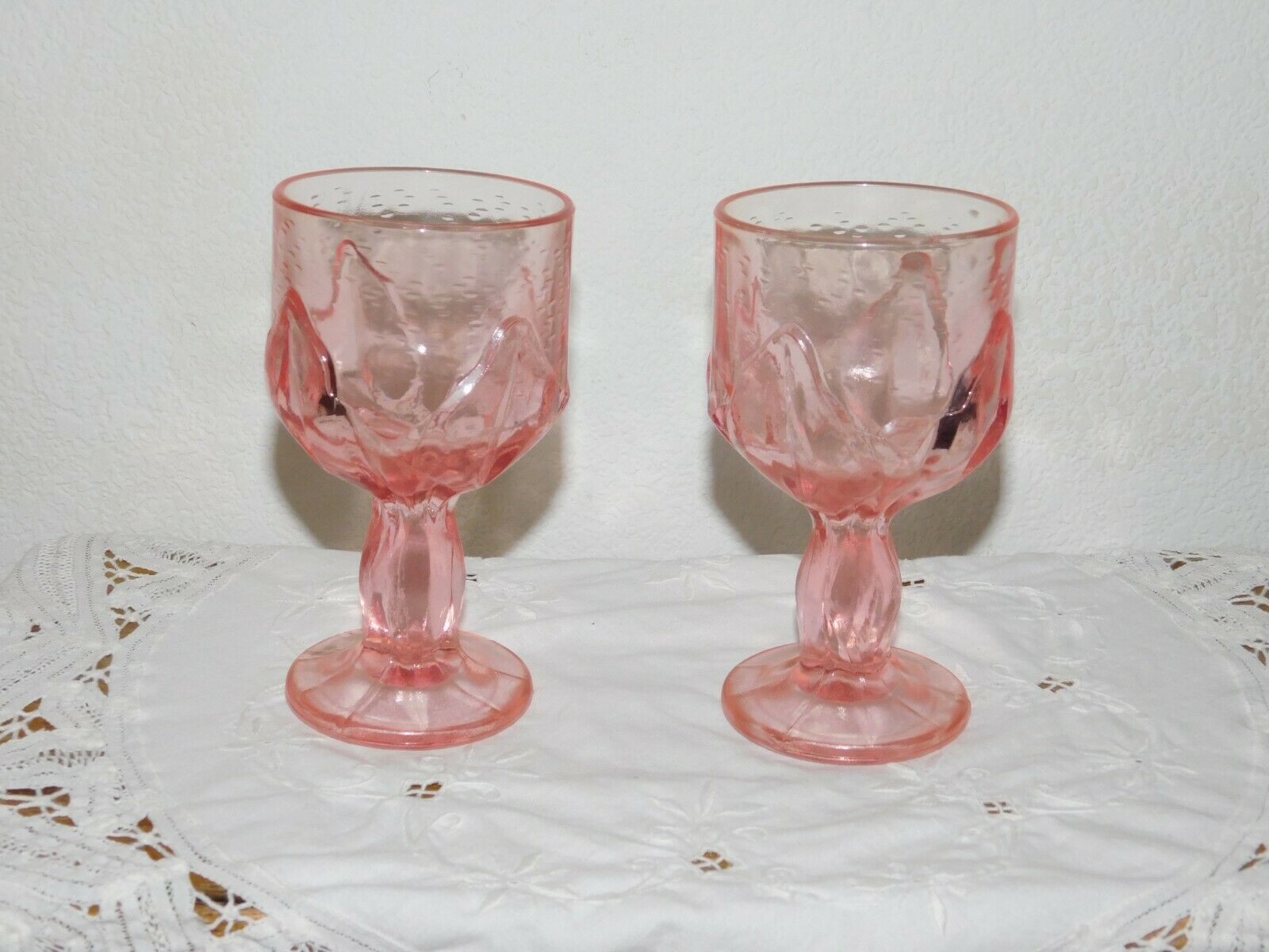 2) Pink Franciscan Goblets, Tiffin Cabaret, Vintage 6”