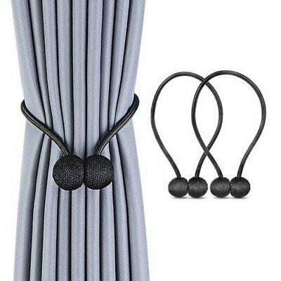Magnetic Curtain Tieback 16.5 Inches Satin Round Ball Design, Set Of 2