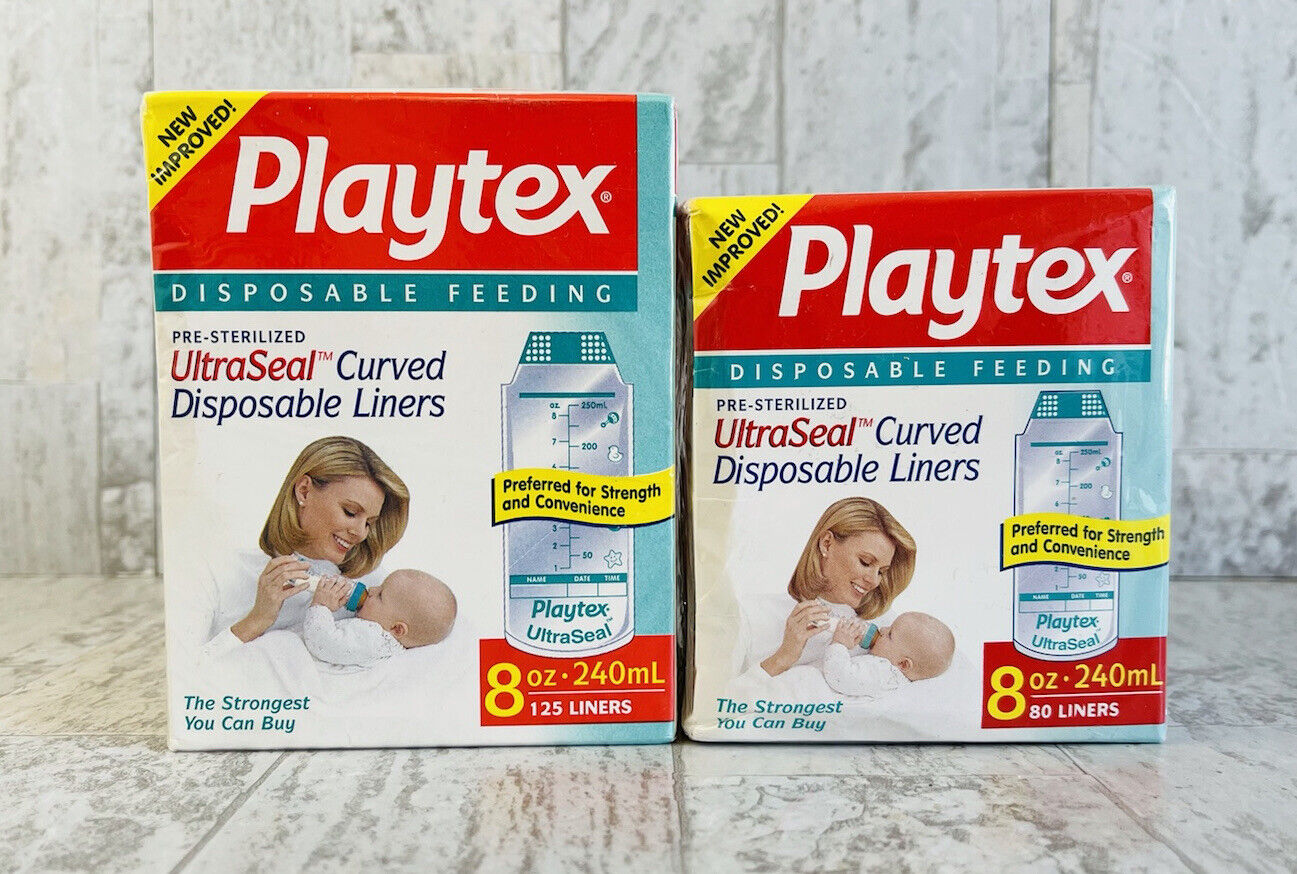 Vintage Playtex Ultraseal Curved Disposable 8 Oz Liners 205 Total New In Box