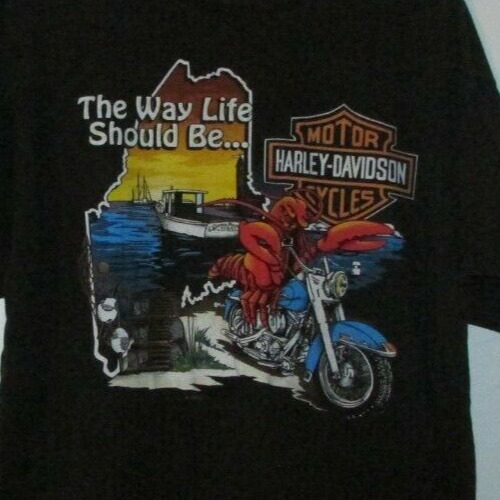 Vintage Harley Davidson Xl Black Shirt Mens Bangor Maine - The Way It Should Be