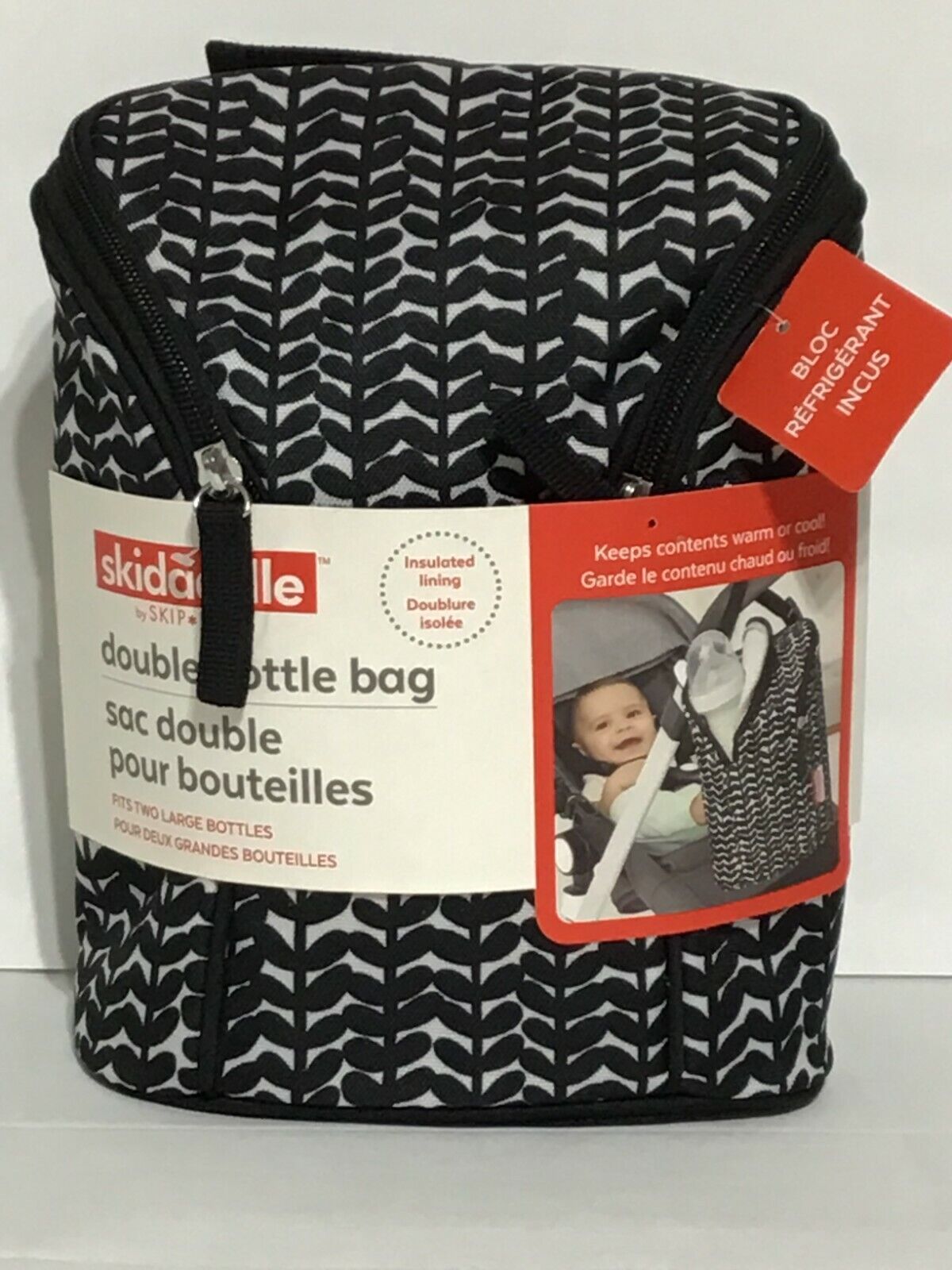 Baby Bottle Bag Skidaddle  Double Bottle Bag Insulate Warm Coid W/freezer Pack