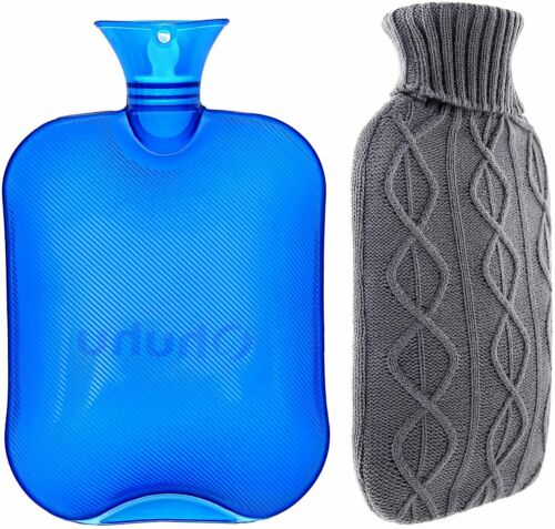 Ohuhu Hot Water Bottle With Cover 2l Premium Transparent Water Bag W/ Knit Cover