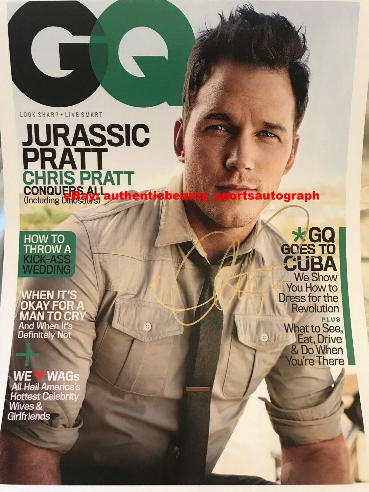 Chris Pratt Gq Cover Model Gay Hunk Actor Jurassic World Signed 12x18 Reprint Rp