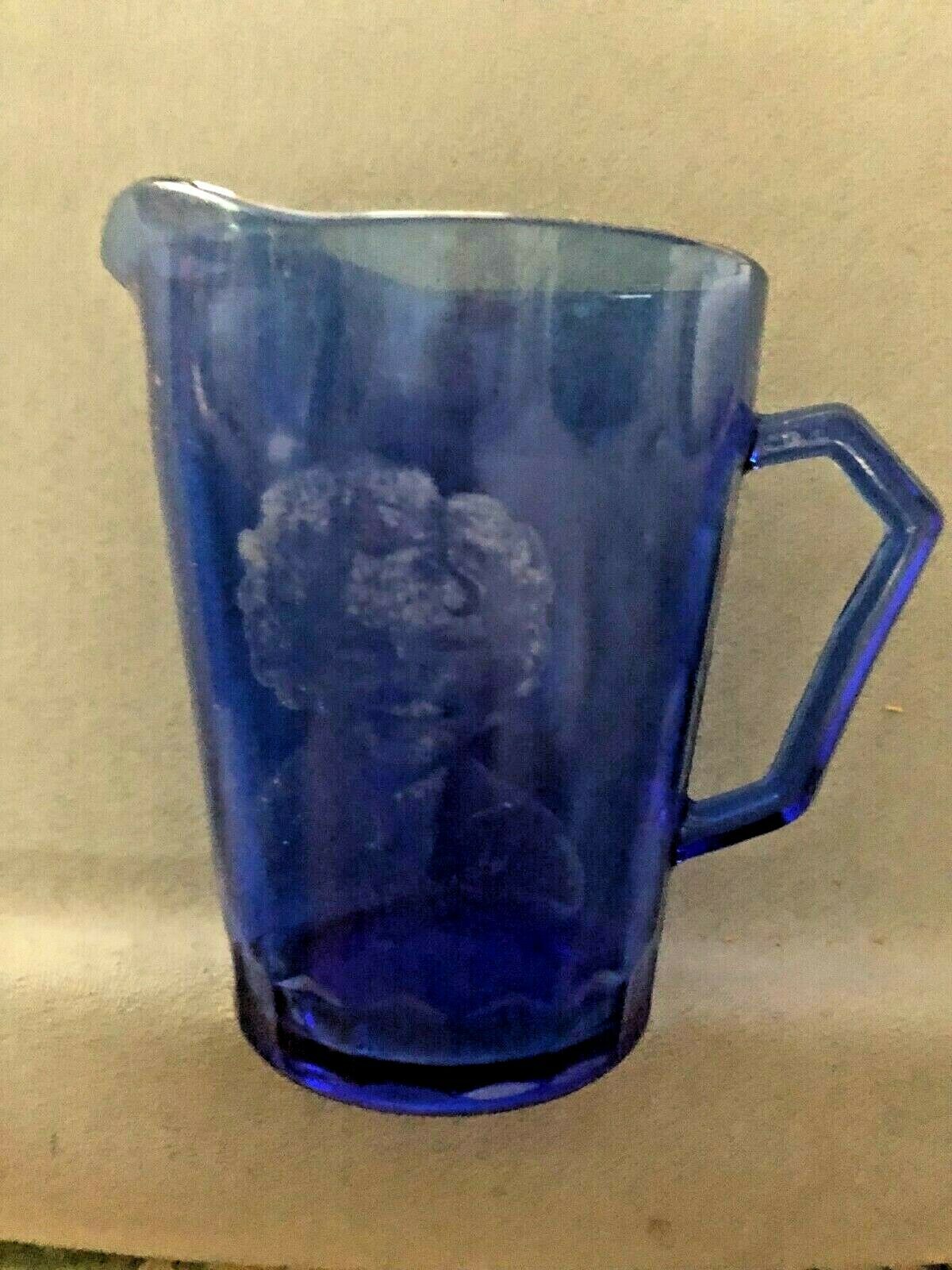 Vintage 1930’s  Shirley Temple Cobalt Blue Glass Pitcher