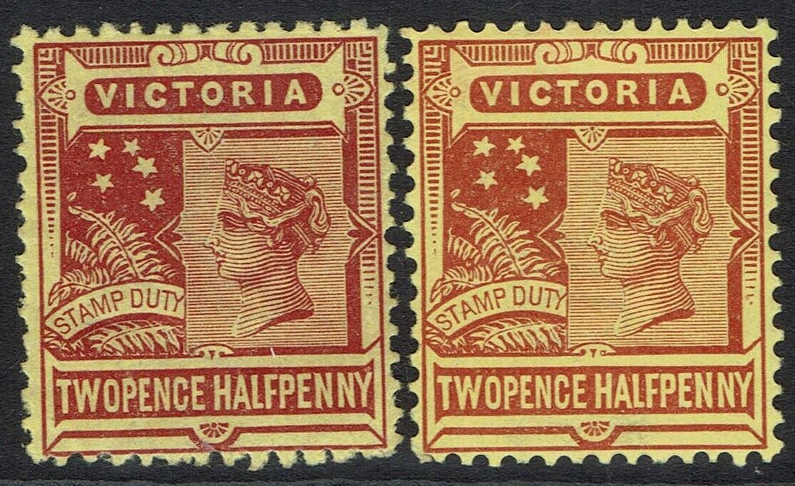 Victoria 1886 Qv Stamp Duty 2½d 2 Shades