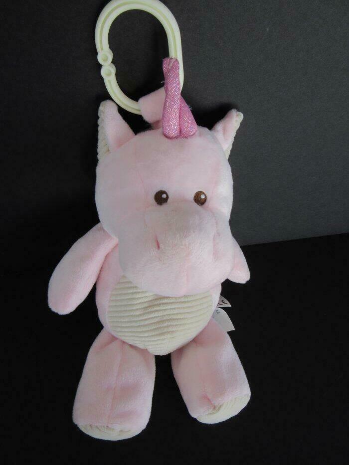 New Kellytoy Plush Pink Unicorn Rattle Crinkle Ears Security Blanket  Lovey