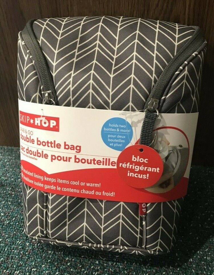 Skip*hop Grab & Go Double Bottle Bag, Lunch Bag, Insulated Lining - Nwt