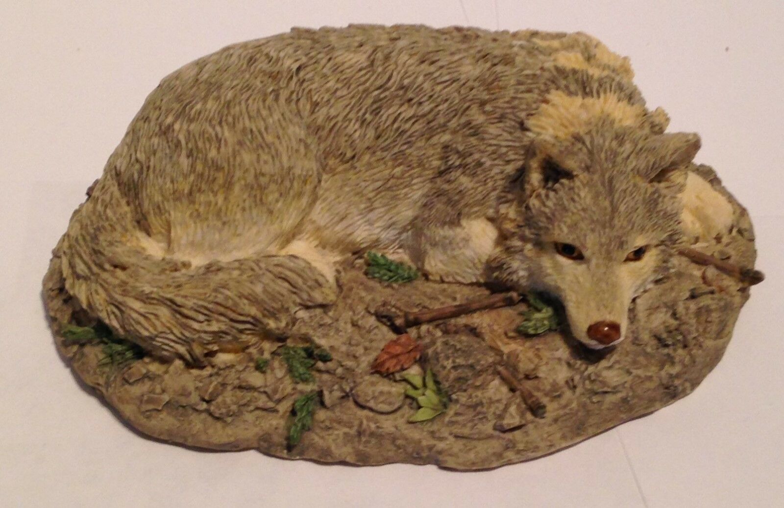 Wolf / Wolves Figurine ,wolf Laying , Resin,  4 1/2" Long