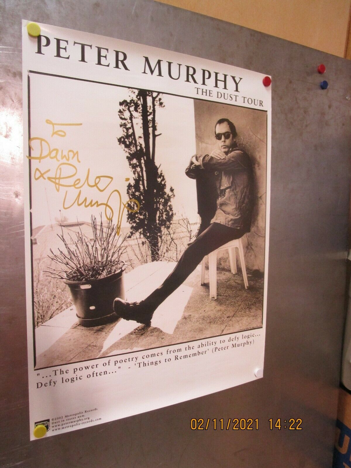 Peter Murphy The Dust Tour 2002 Promo Poster Signed Used! Bauhaus Dali's Car