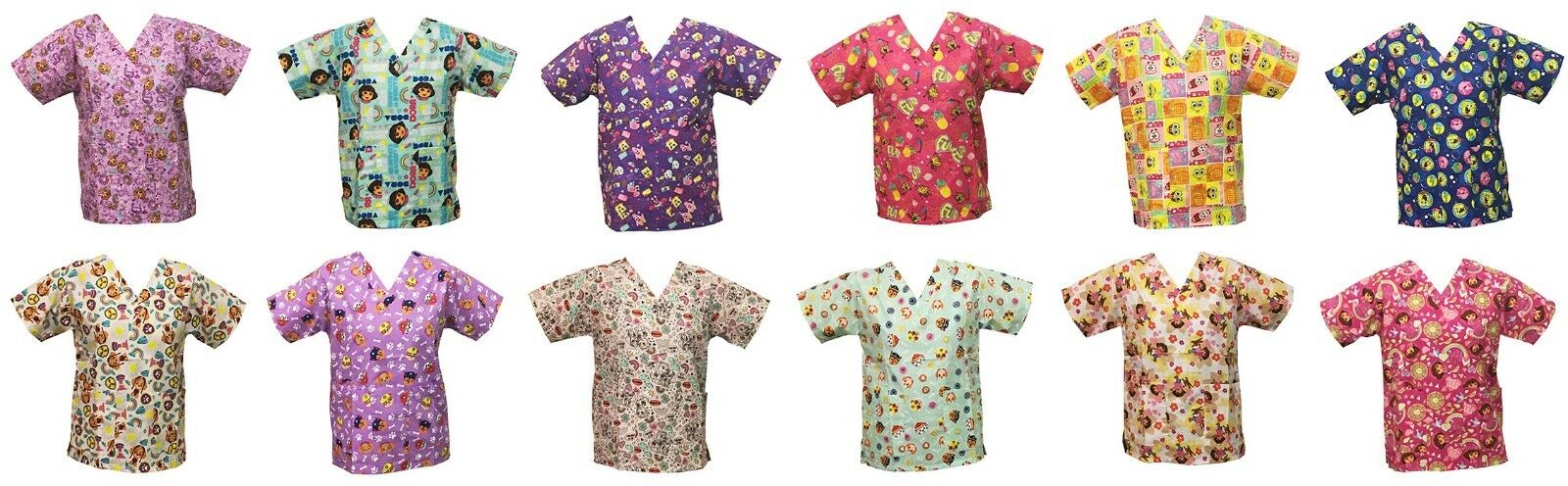 Nickelodeon Womens Nursing Medical Pediatric Character Scrubs Shirt Tops