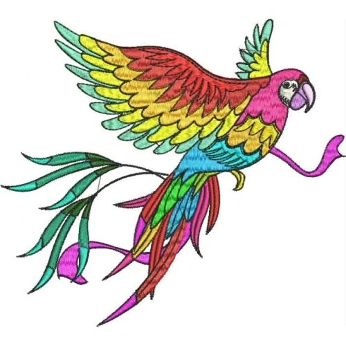 Embroidered Fleece Jacket - Stunning Parrot Pe01