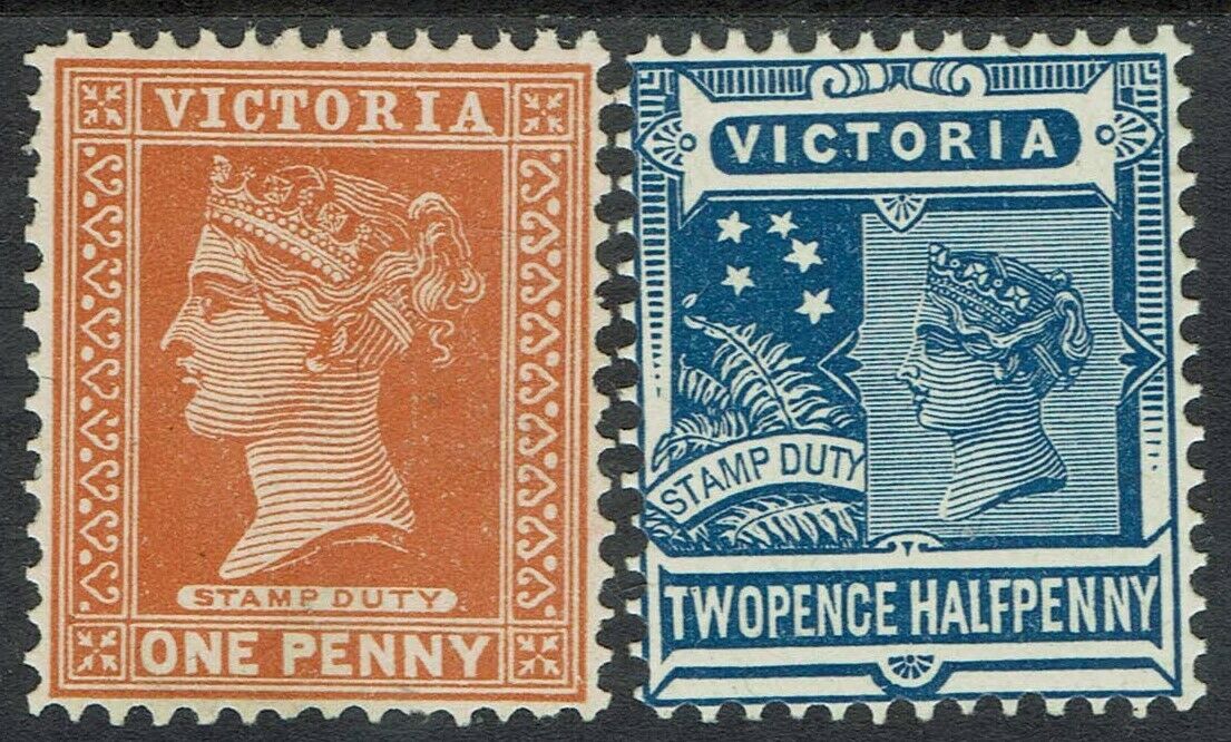 Victoria 1896 Qv Stamp Duty 1d And 2½d Wmk V/crown Sg Type W82