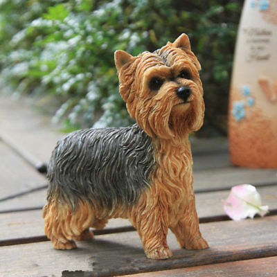 Resin Mini Yorkshire Terrier Dog Hand Painted Simulation Model Statue