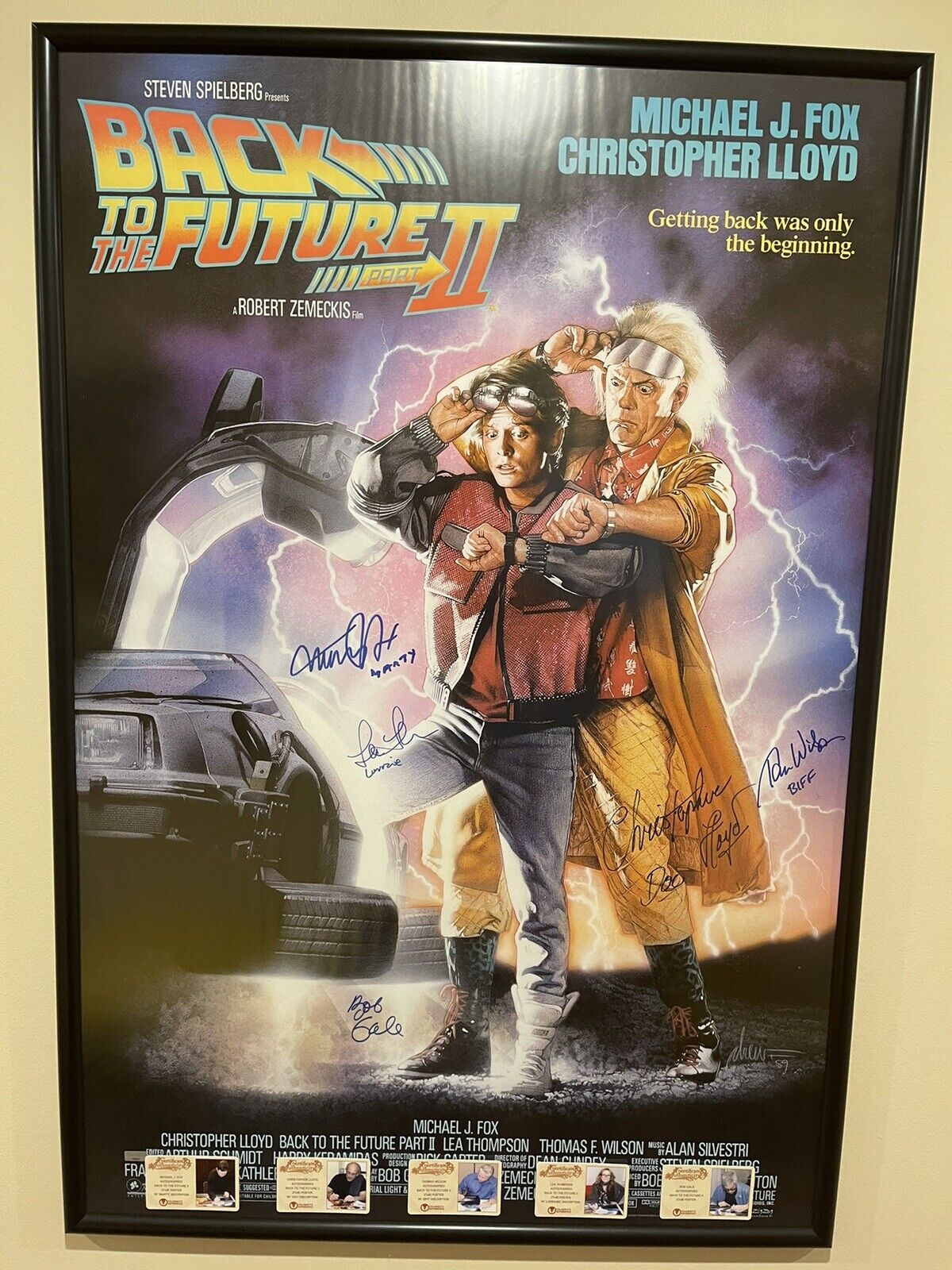 Back To The Future Bttf Cast Signed 27x40 Poster Ca Coa Cards Fox Lloyd Psa Bas