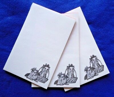 Yorkshire Terrier 3 Notepads 50 Sheets 8.5 X 5.5 New Black & White Drawing New