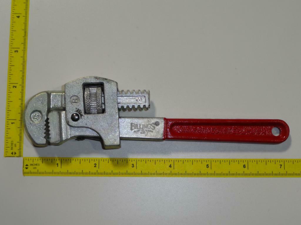 Vtg Billings Pipe Wrench 8" Nos 1/8" To 3/4" Hand Tool Rare Usa Plumber Scarce