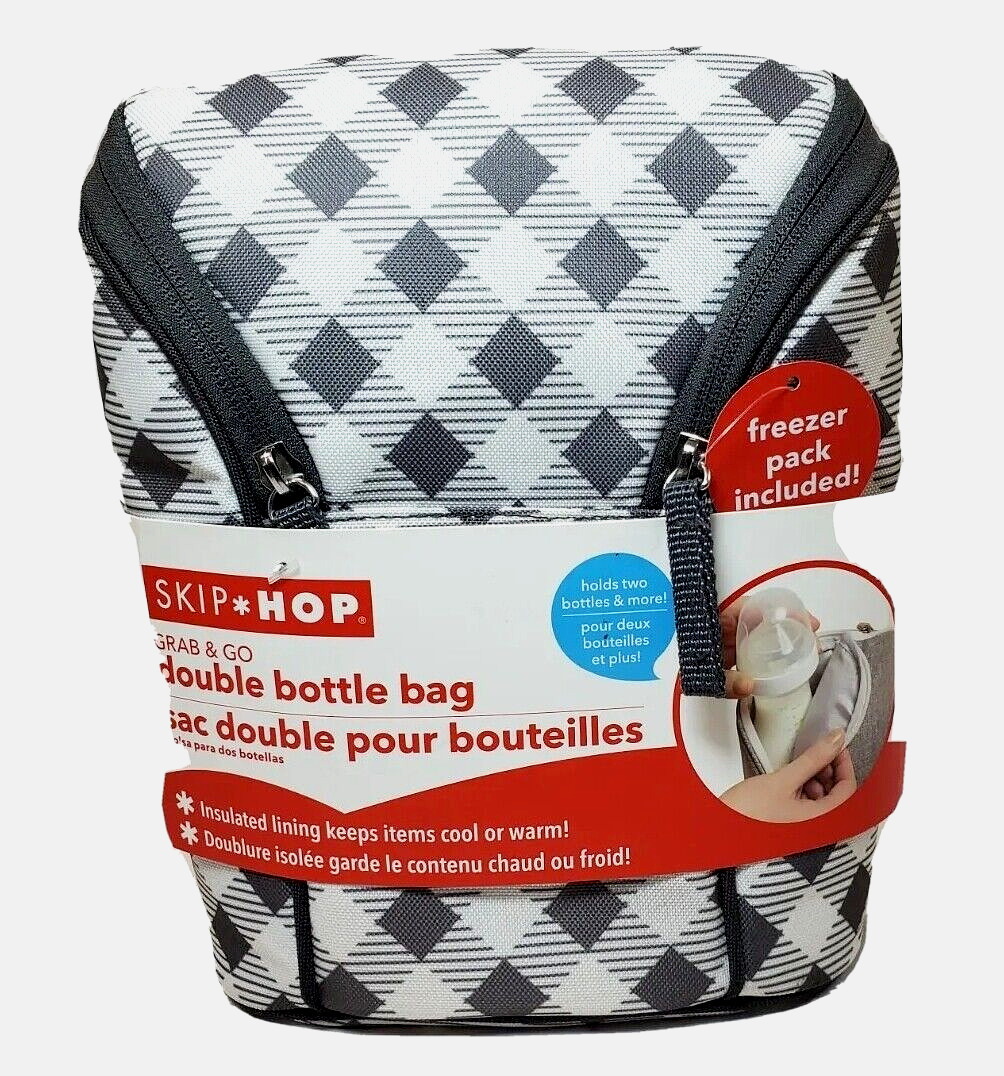 Baby Bottle Bag Double 2 Insulated Lining W/ Freezer / Packskip Hop Grab & Go