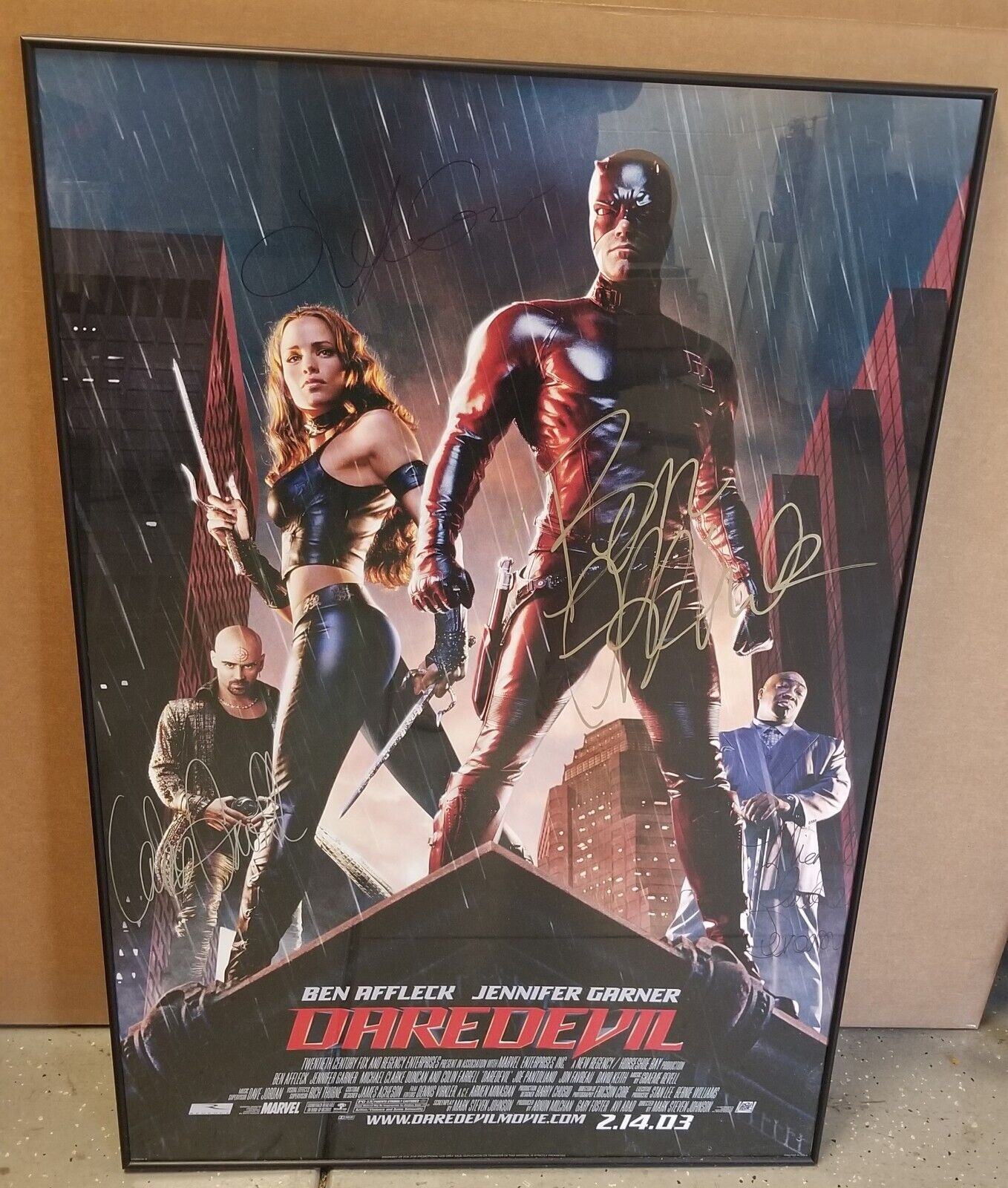 Framed Marvel Daredevil Autographed Movie Poster 27"x40" Rare!